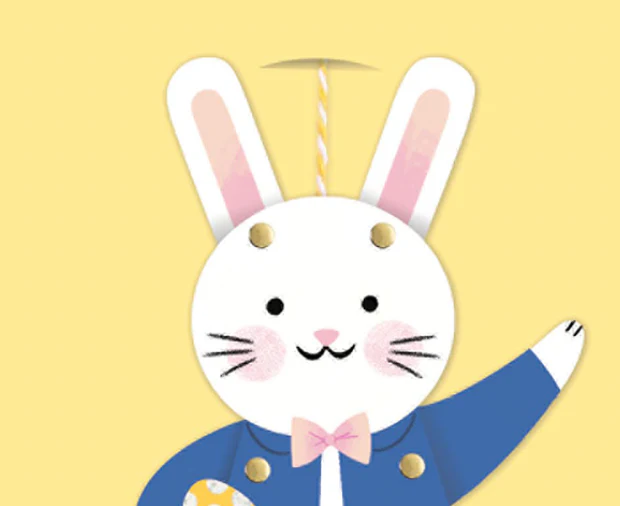 Design Design Handcrafted Easter Card – Jumping Bunny – 1 Card & 1 Envelope - Image 3