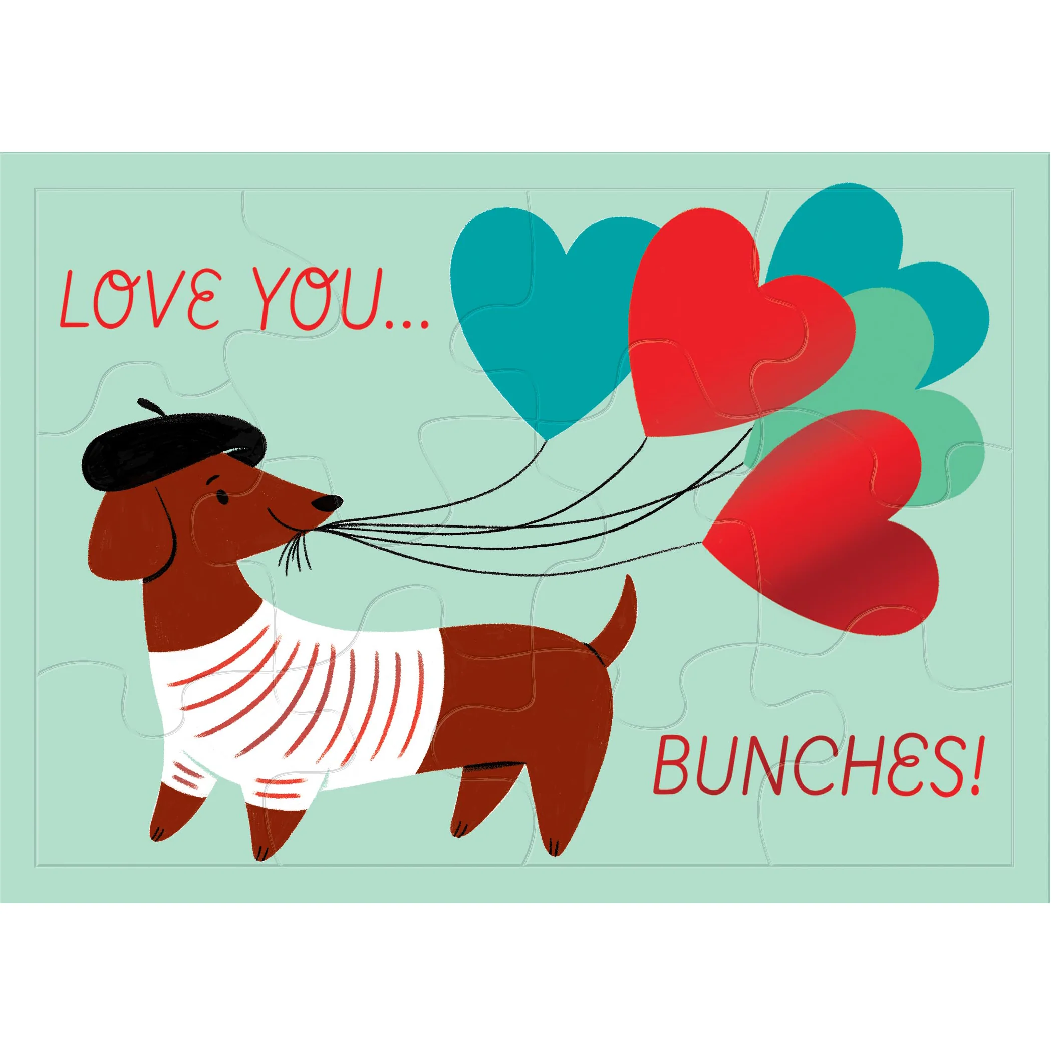 Design Design Handcrafted Valentines Card – Love You Bunches Puppy – 1 Card & 1 Envelope