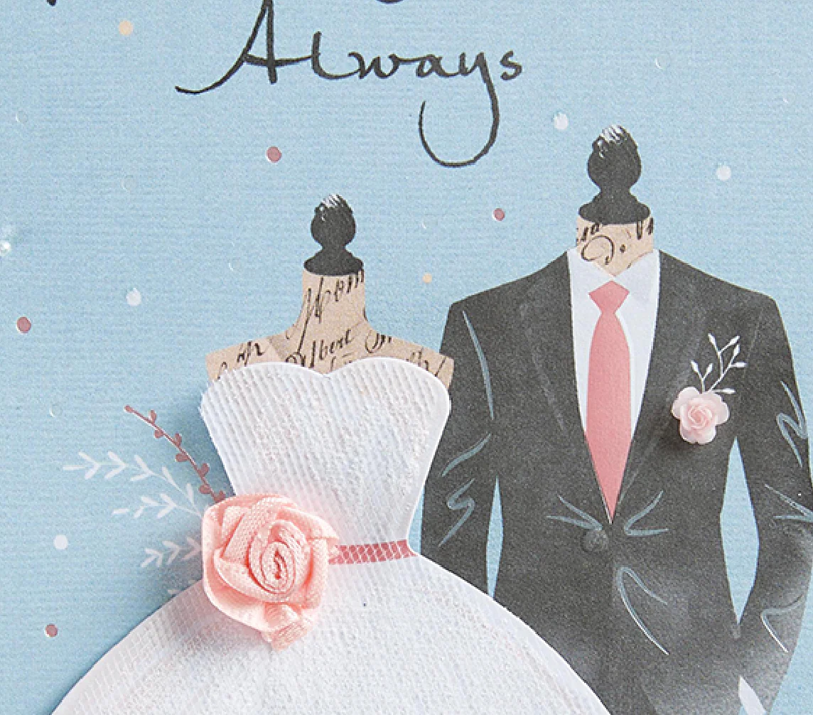Design Design Handcrafted Wedding Card – Bride & Groom – 1 Card & 1 Envelope - Image 2