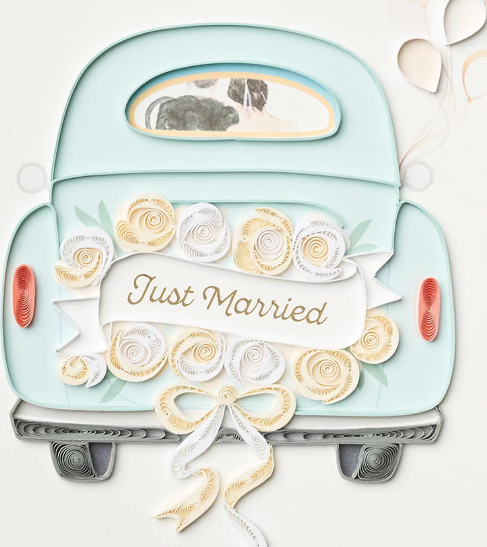 Design Design Handcrafted Wedding Card –Newlywed Car Ride – 1 Card & 1 Envelope - Image 2