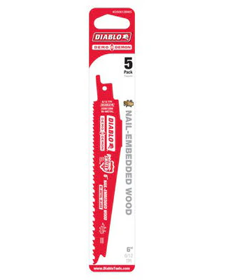 Diablo Steel Demom Reciprocating Saw Blades β 6-12 Tooth β 6" β Pack of 5