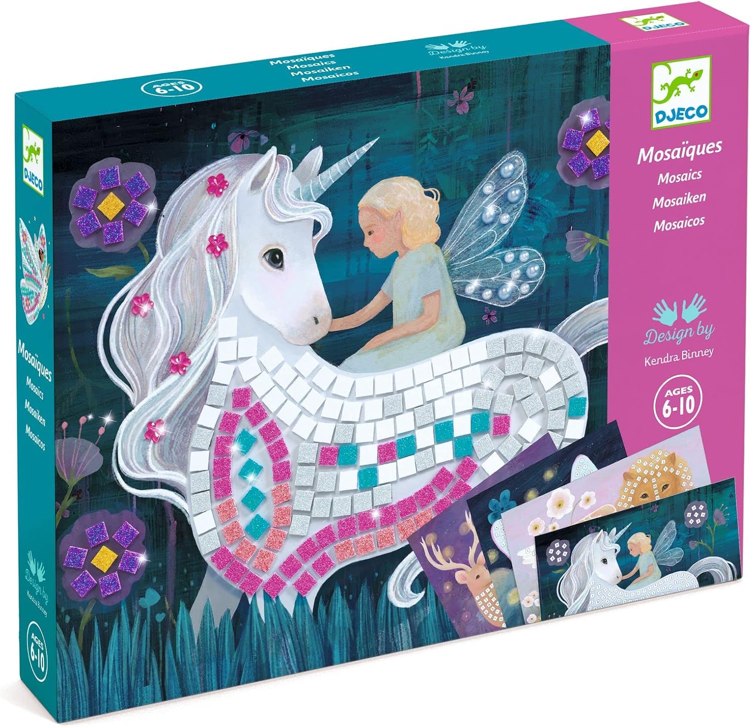 Djeco Mosaic Craft  Kit With Glitter & Rhinestones  – Enchanted Word