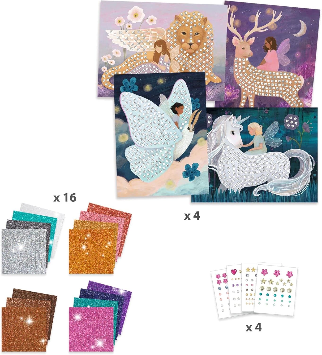 Djeco Mosaic Craft  Kit With Glitter & Rhinestones  – Enchanted Word - Image 2