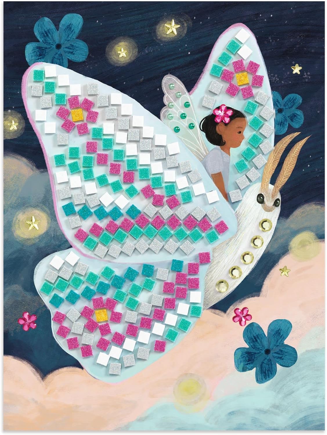 Djeco Mosaic Craft  Kit With Glitter & Rhinestones  – Enchanted Word - Image 3
