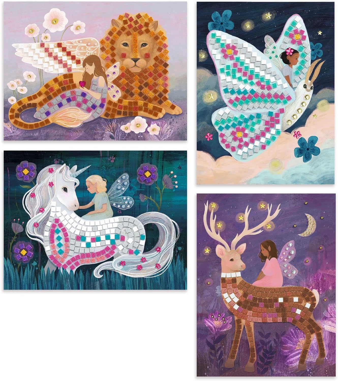 Djeco Mosaic Craft  Kit With Glitter & Rhinestones  – Enchanted Word - Image 5