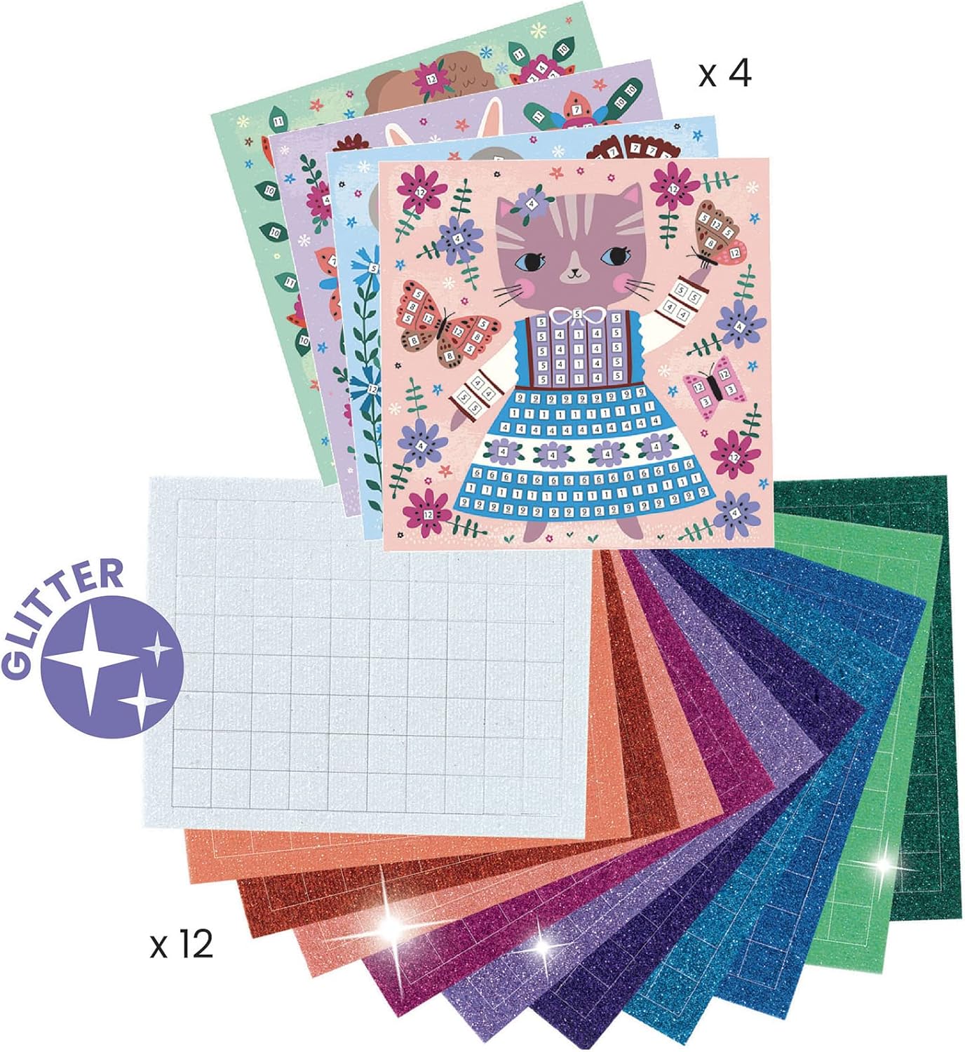 Djeco Mosaic Glitter Craft  Kit  – Lovely Pets - Image 3