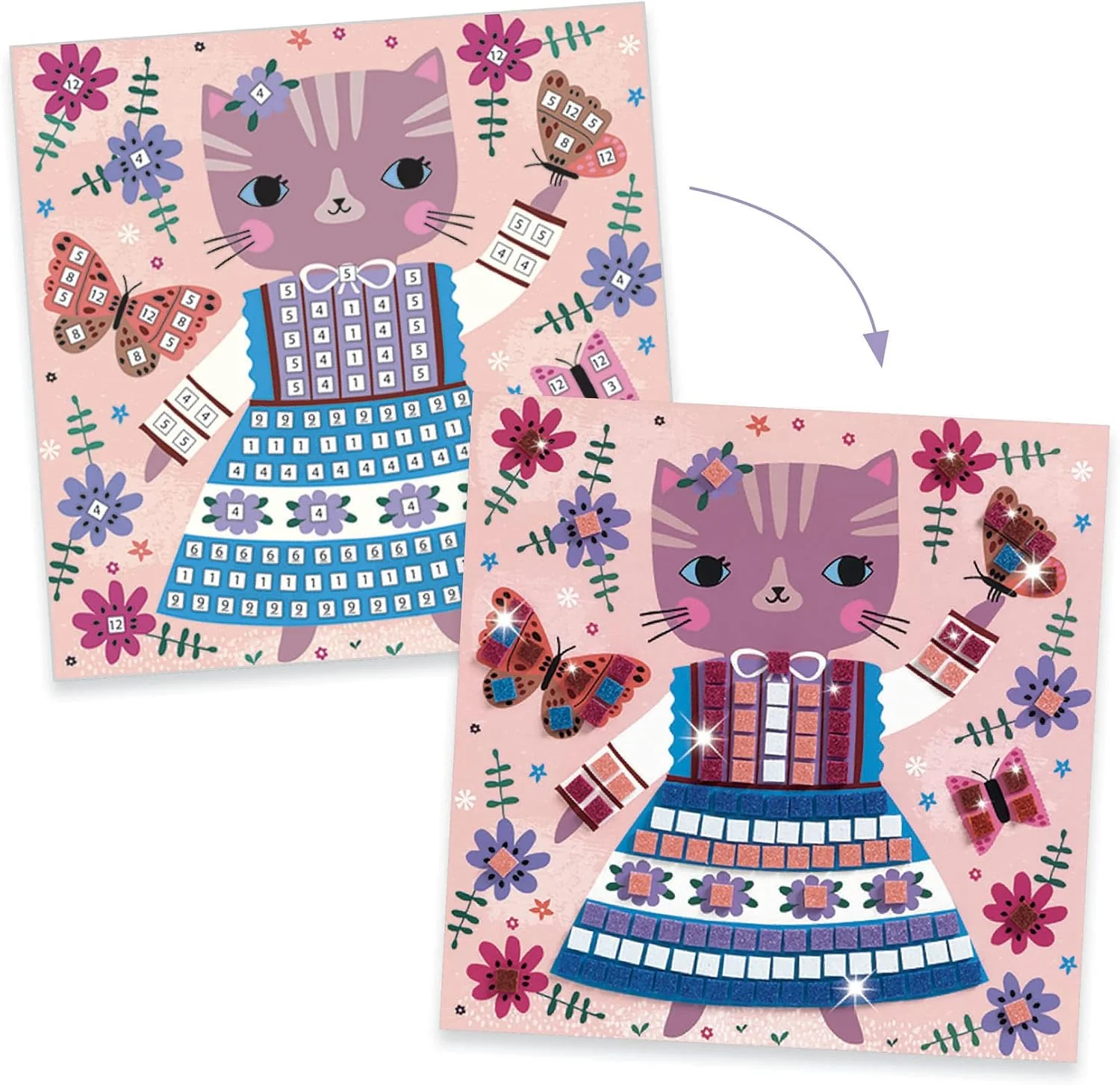 Djeco Mosaic Glitter Craft  Kit  – Lovely Pets - Image 5