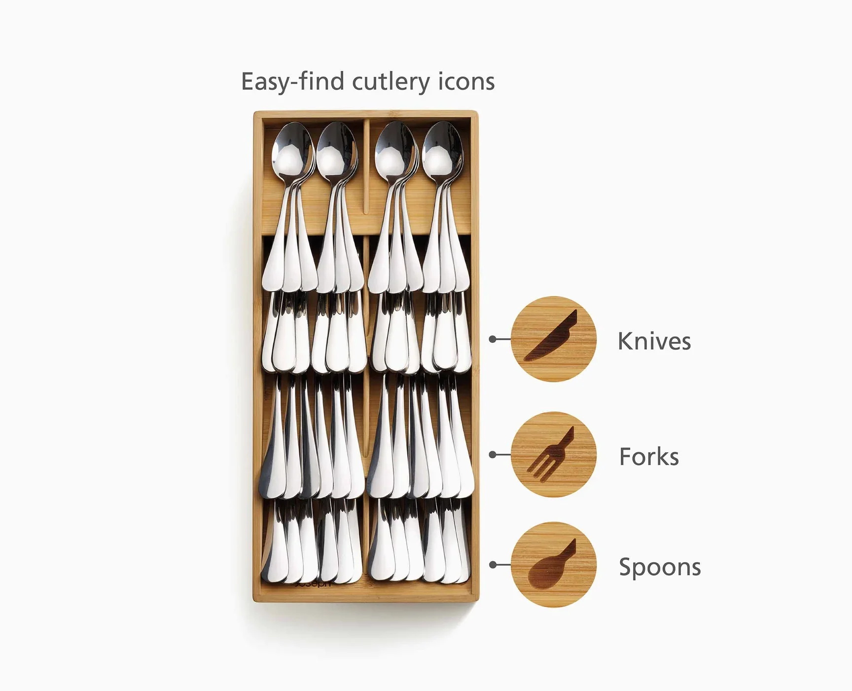 DrawerStore Bamboo Large Cutlery Organizer – 15"x 7" - Image 3