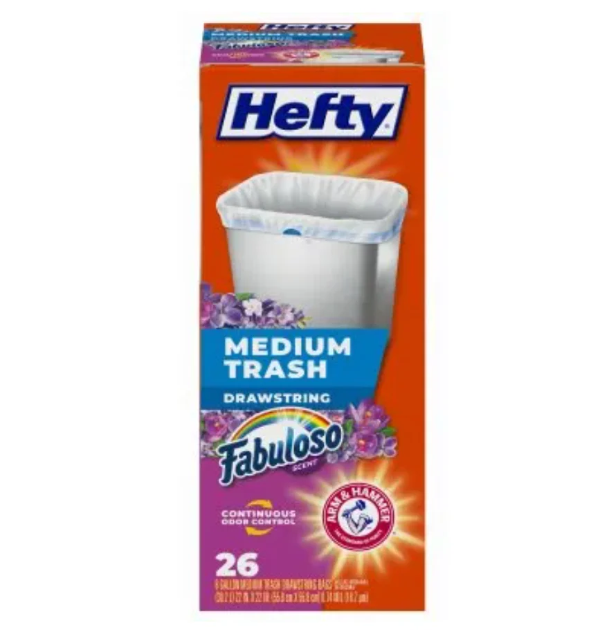 Hefty Drawstring Medium Trash Bags β Fabuloso Scent β 8 Gal β 26-Ct.