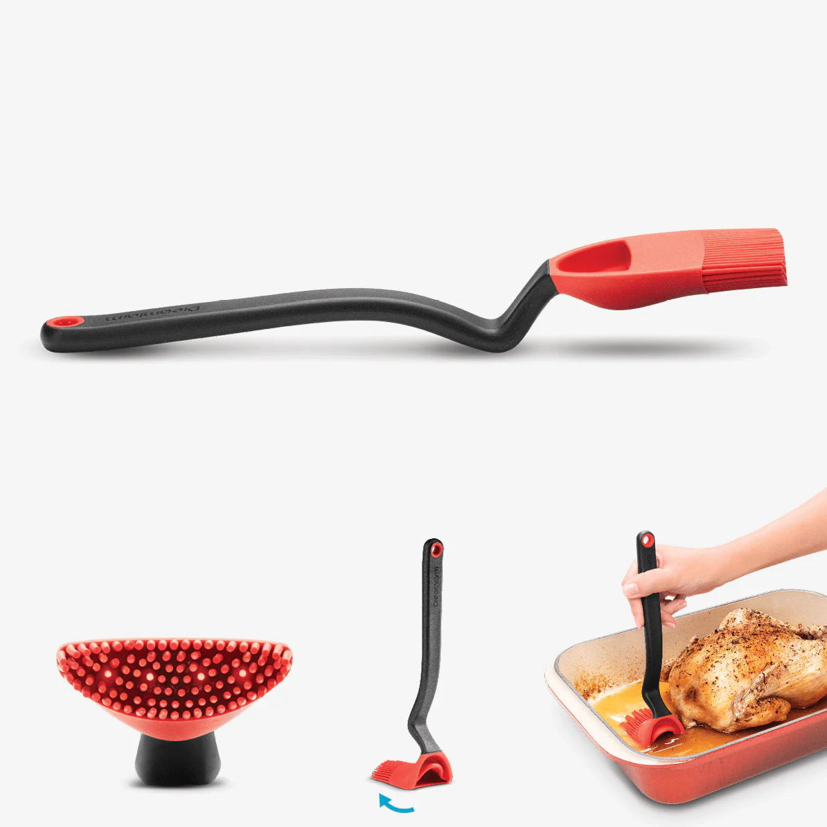 Dreamfarm Brizzle Scoop Drizzle & Brush – Silicone Basting Brush – Red - Image 4