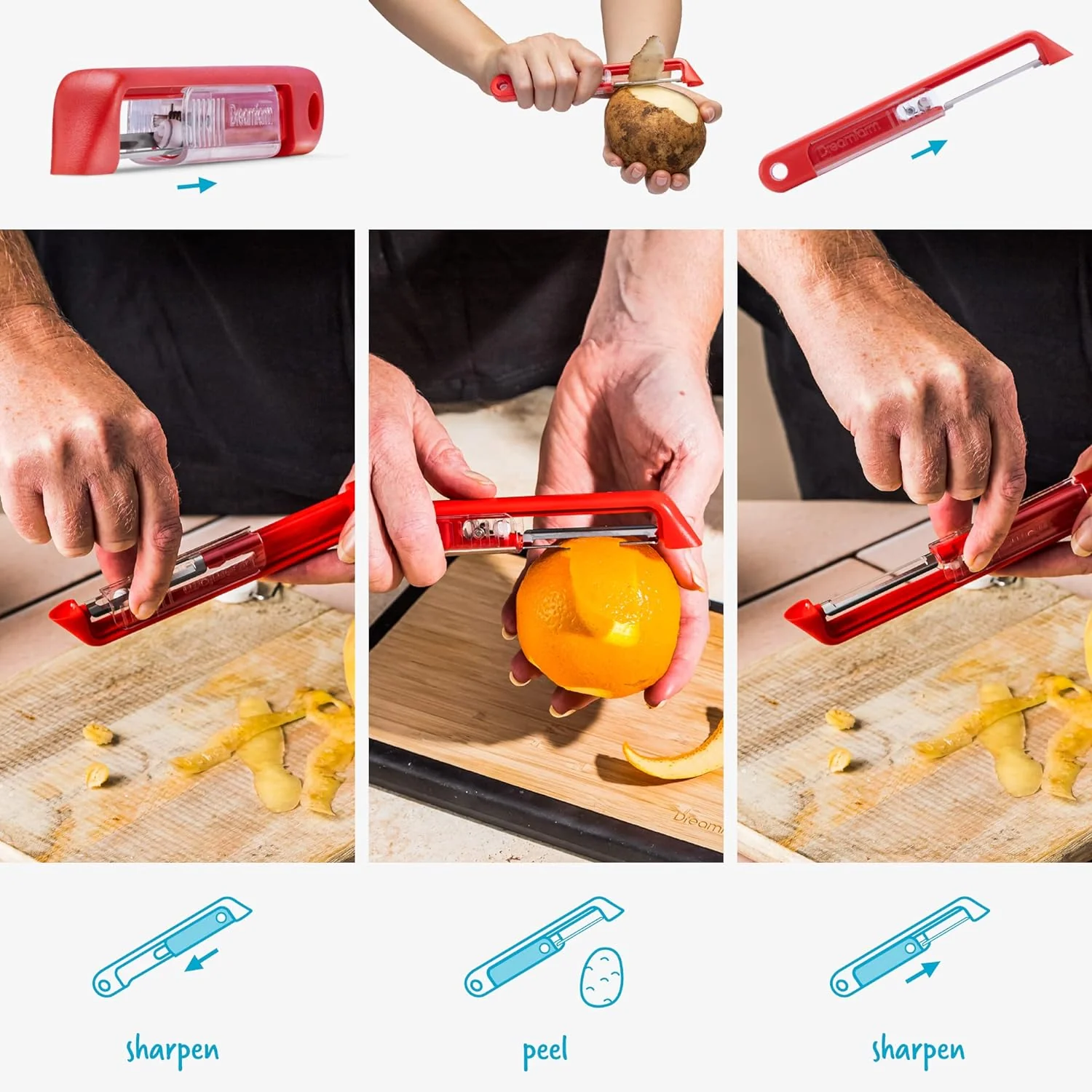 Dreamfarm Sharple Always Sharp Safety Vegetable Peeler – Red - Image 5