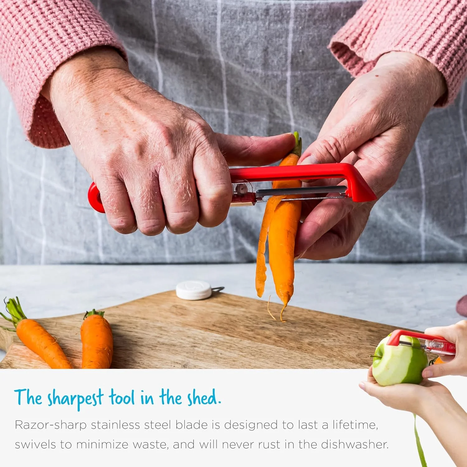Dreamfarm Sharple Always Sharp Safety Vegetable Peeler – Red - Image 7
