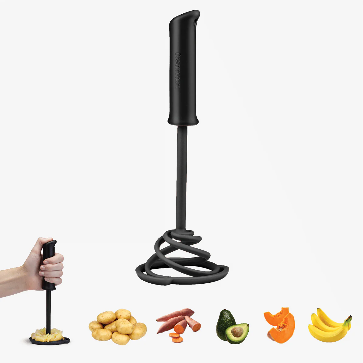 Dreamfarm Smood Lite Nylon Spring Coil Vegetable and Potato Masher – Black - Image 5