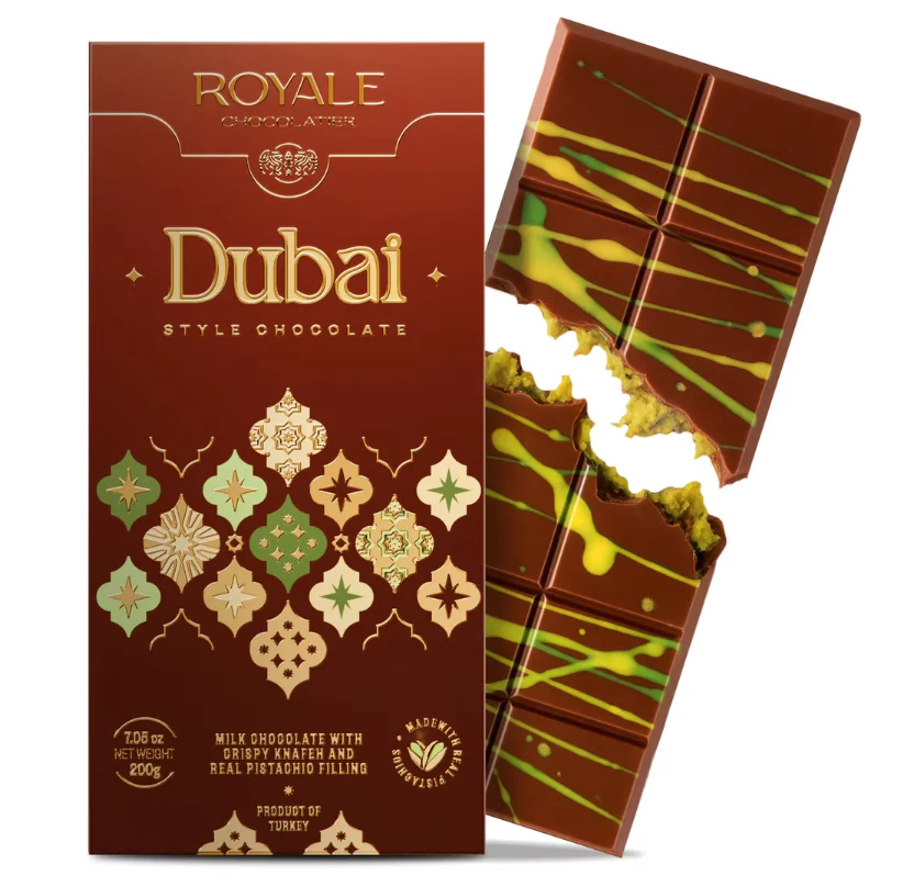 Dubai Milk Chocolate Bar - Handcrafted Pistachio Creme - Crispy Knafeh β 200g **