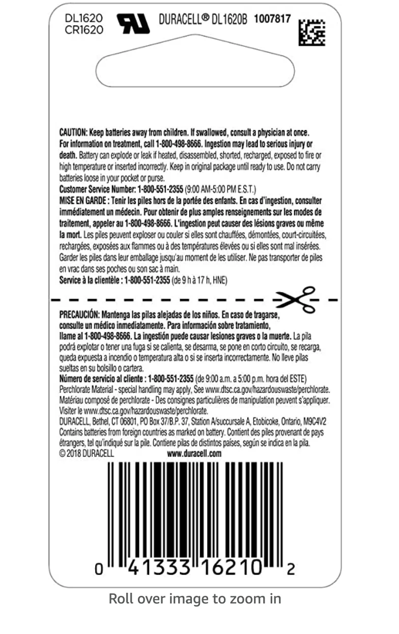 Duracell - 1620 3V Lithium Coin Battery - Long Lasting Battery - 1 Count - Image 2
