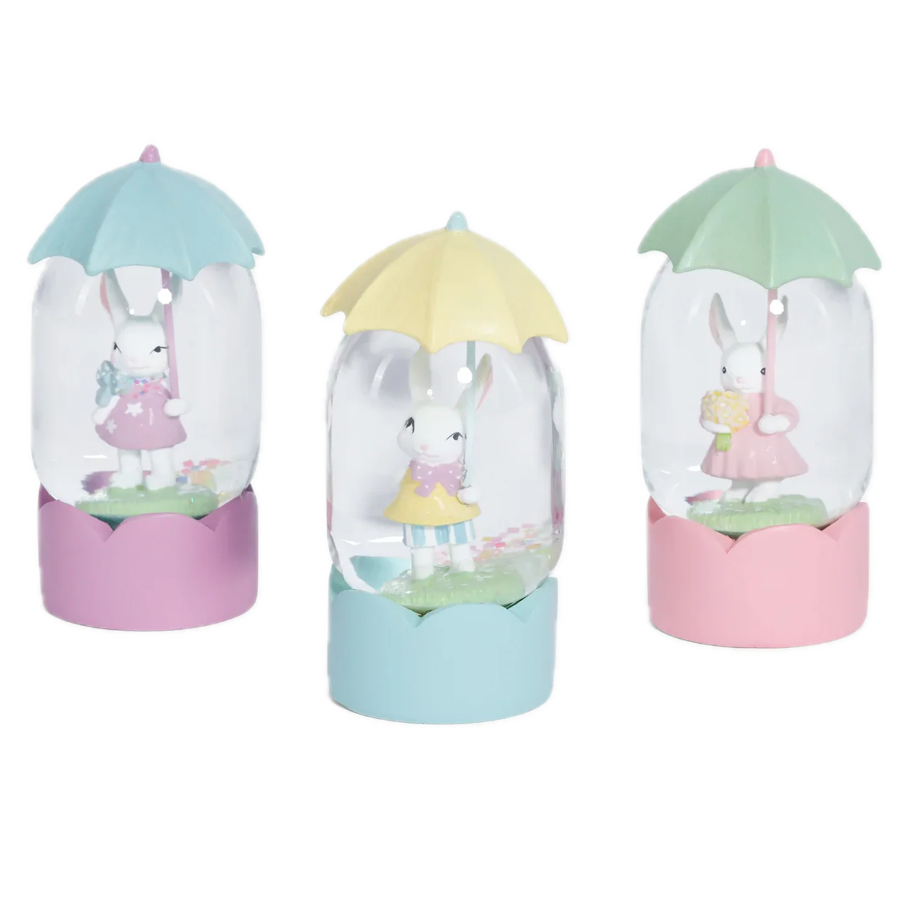 Easter Bunny Umbrella Water Globe – Assorted Colors – Each Sold Separately