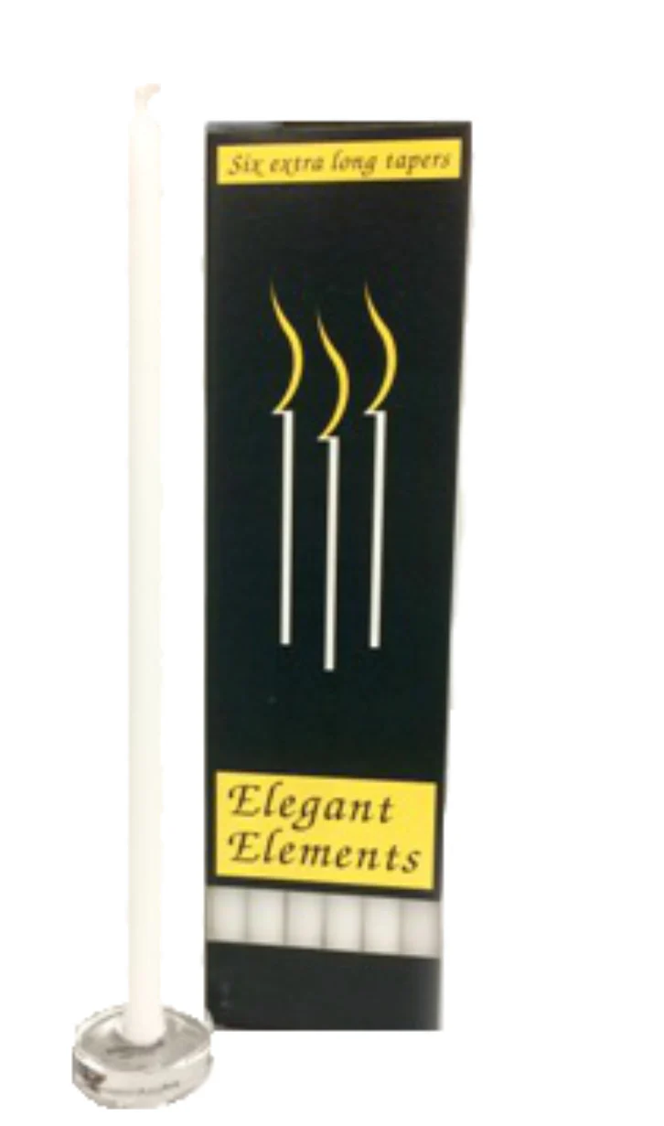 Elegant Candle White .5" X 10" β PACK 6
