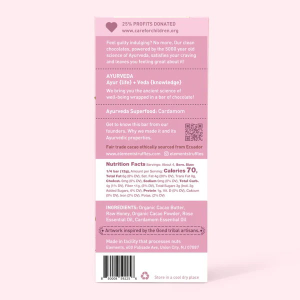 Elements Truffles Chocolate Bar – 1.8 oz. – Rose Cardamom ** - Image 2