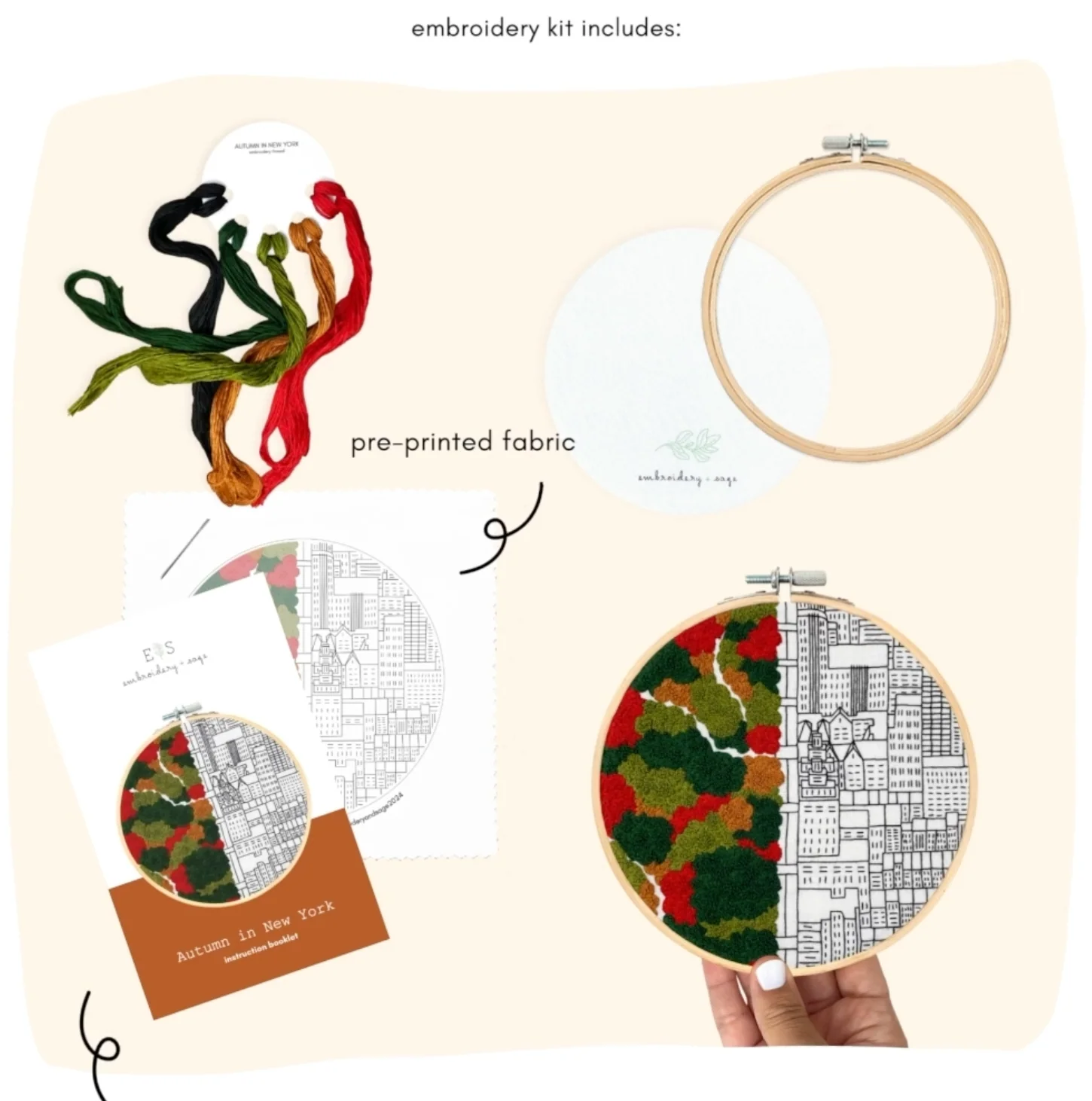 Embroidery & Sage – Autumn In NY - Embroidery Kit - Image 2