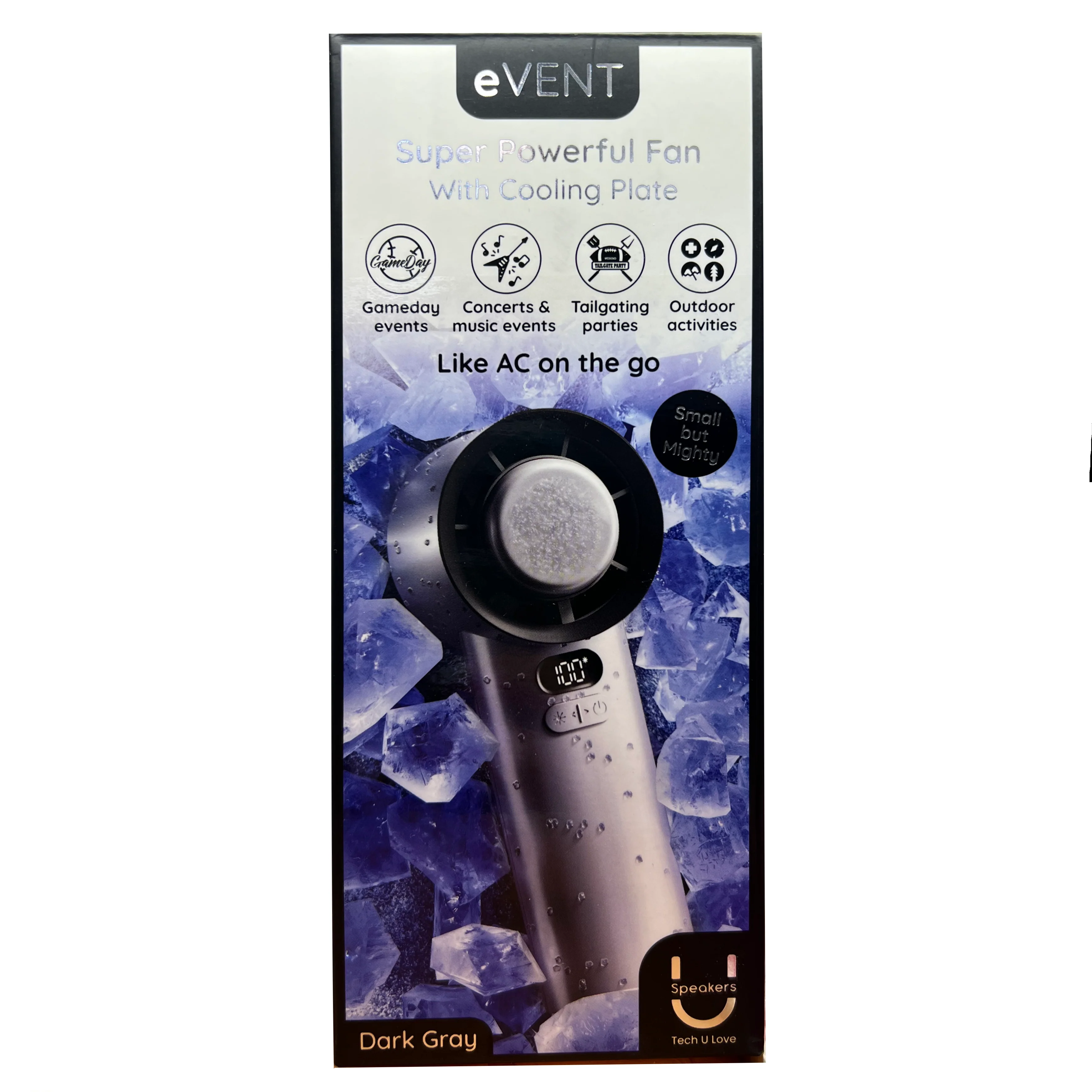 Fashionit eVENT Super Powerful Hand Held Fan With Cooling Plate – Dark Grey - Image 3
