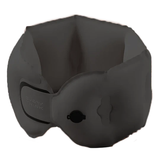 FashionIt Inflating Travel Neck Pillow with Case/Pump - Dark Grey