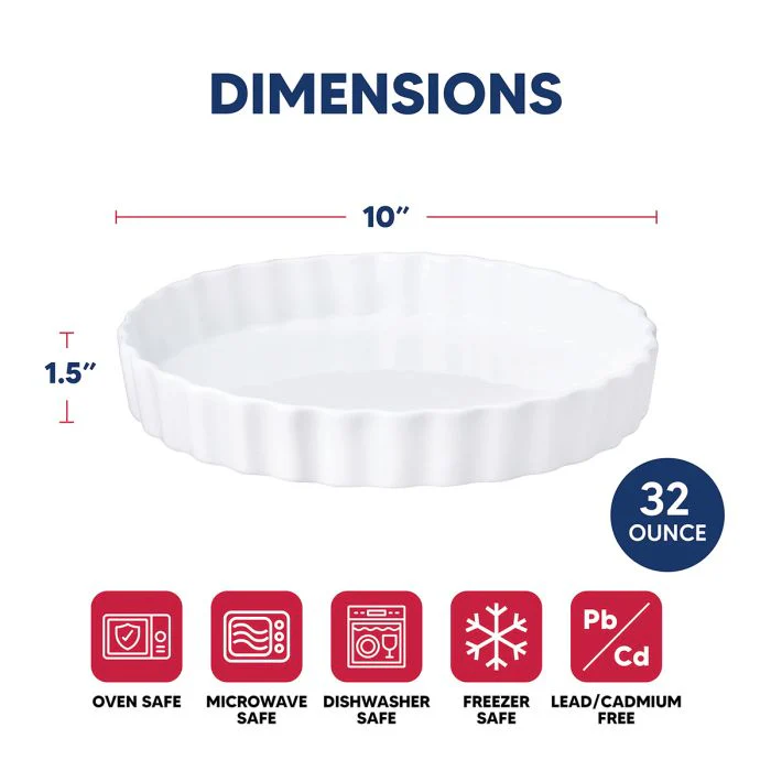 Fine Porcelain Round Quiche Dish – 10" - Image 2