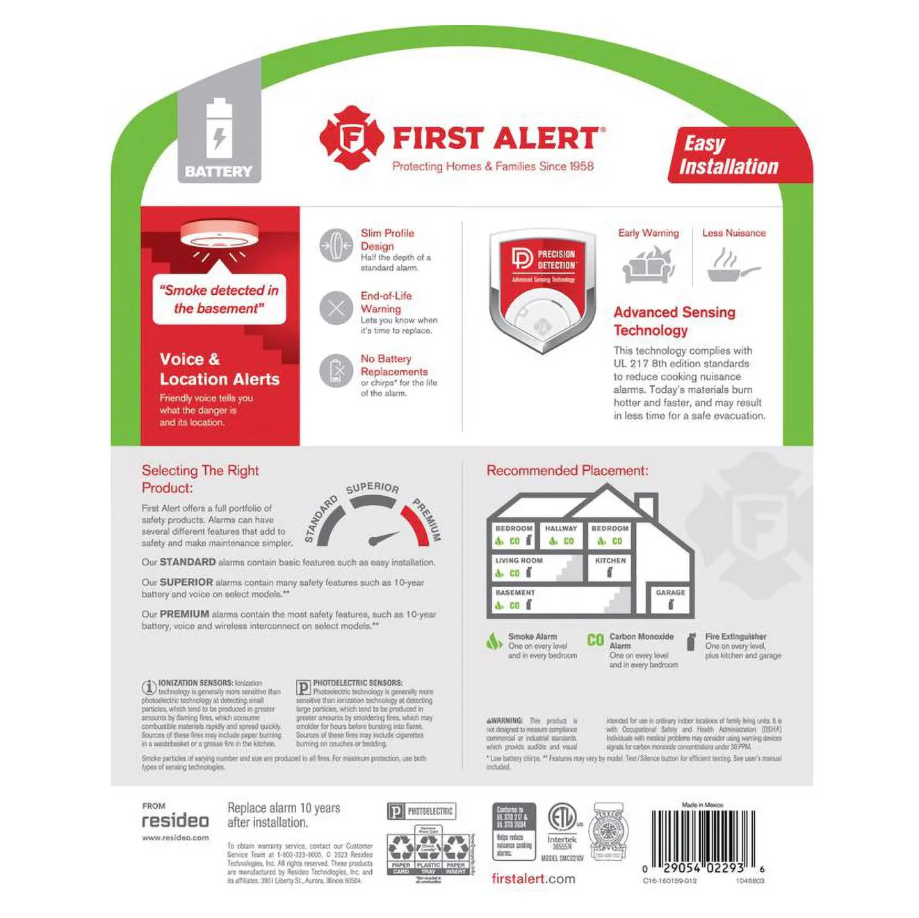 First Alert 10 Year Battery-Powered Photoelectric Dual Smoke and Carbon Monoxide Detector - Image 2