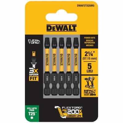 FlexTorq T25 Driver Bits – Impact Ready – 2.25" –  5-Pk.