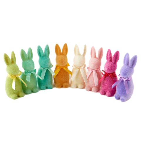 Flocked Button Nose Bunny – 6" – Assorted Colors – Sold Individually - Image 3