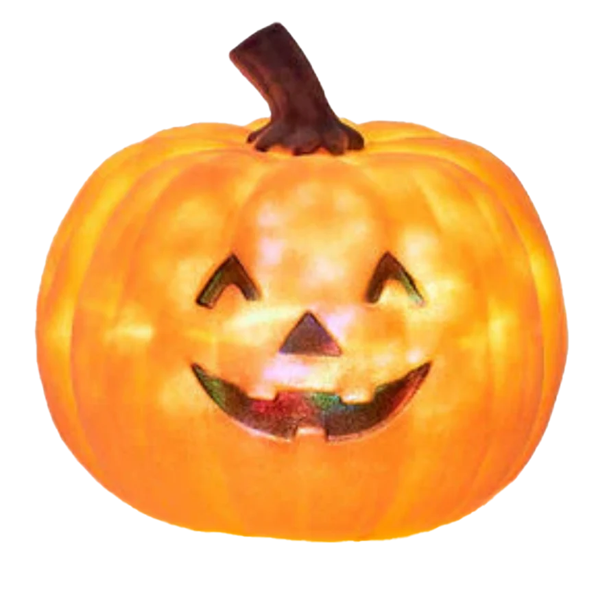 Flocked Halloween Jack-O-Lantern With Revolving Lights β 9"