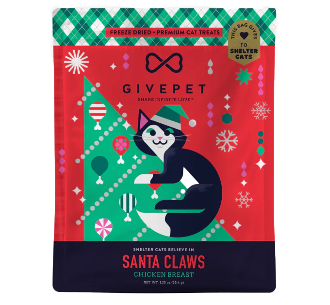 Freeze-Dried Holiday Cat Treats –  Santa Claws – 1.25 oz. Bag