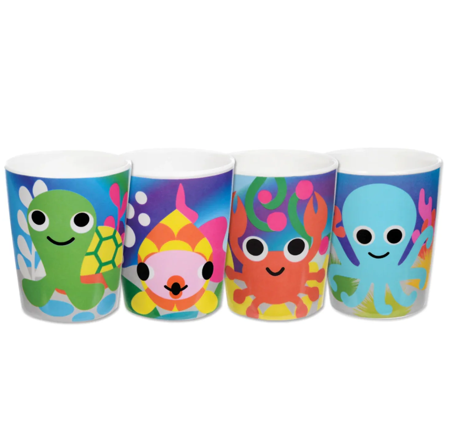 French Bull Kids Everyday Melamine 4 Piece Cup Set – Ocean Animals - Image 2