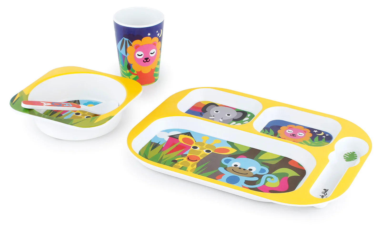 French Bull Kids Everyday Melamine 4 Piece Tableware Set – Jungle Animals - Image 3
