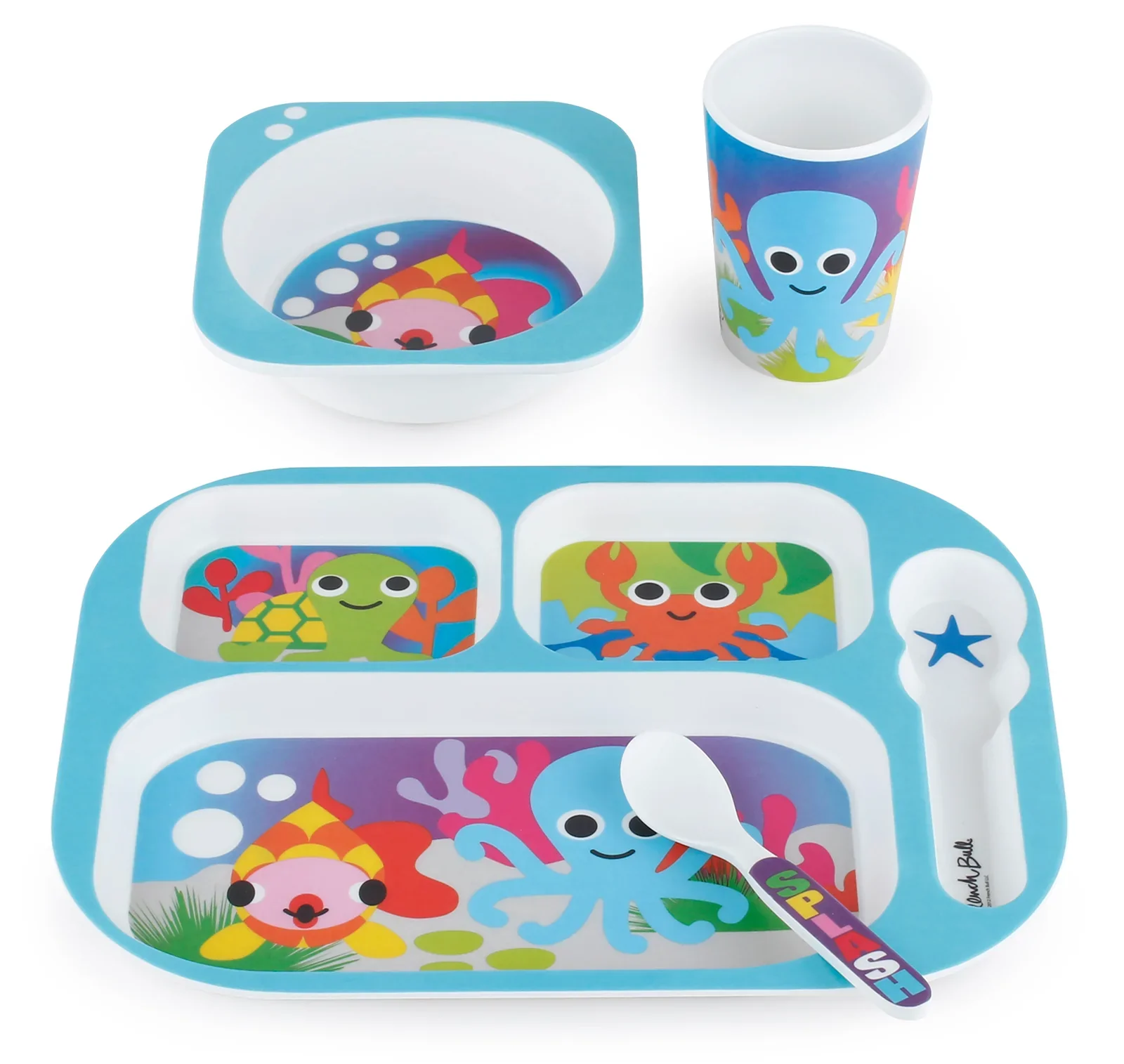 French Bull Kids Everyday Melamine 4 Piece Tableware Set – Ocean Animals - Image 5