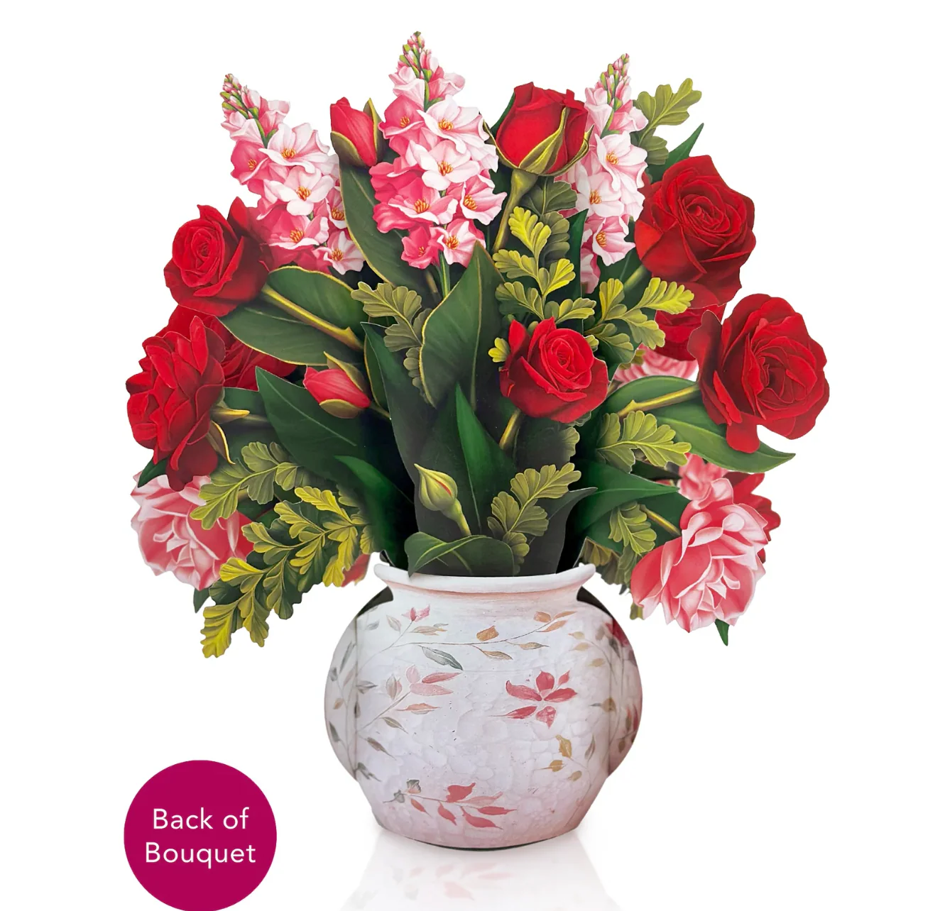 Fresh Cut Paper 3D Pop Up Flower Greeting Note Card – Blooming Roses – 6" x 5" - Image 3