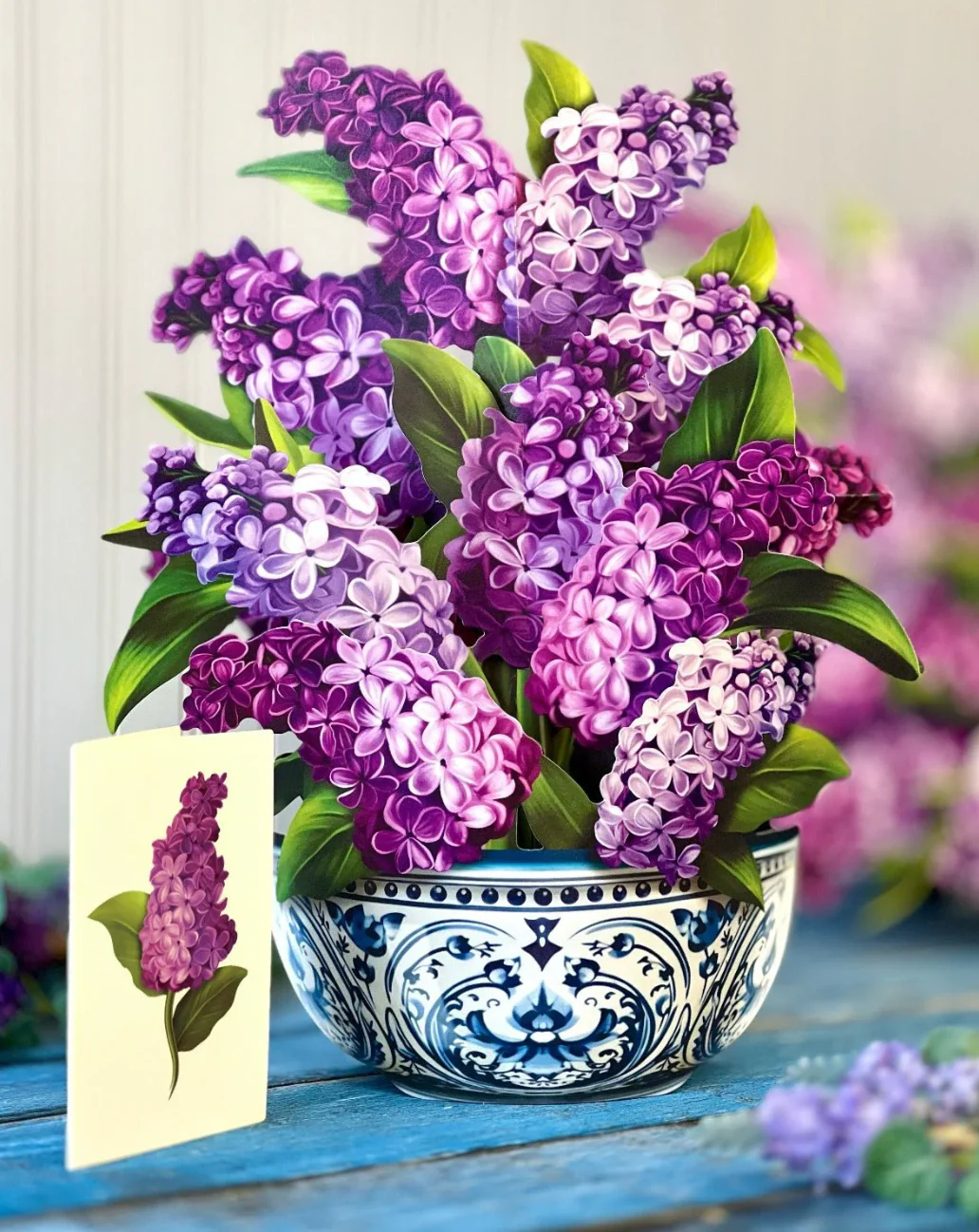 Fresh Cut Paper 3D Pop Up Flower Greeting Note Card β Garden Lilacs β 6" x 5" - Image 4