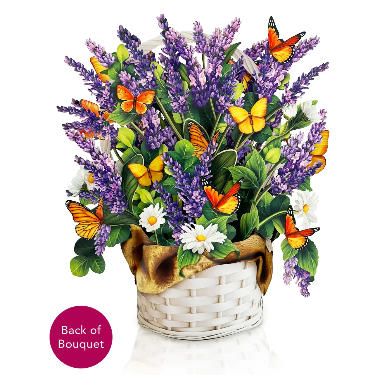 Fresh Cut Paper 3D Pop Up Flower Greeting Note Card – Lavender & Butterflies – 6" x 5" - Image 3