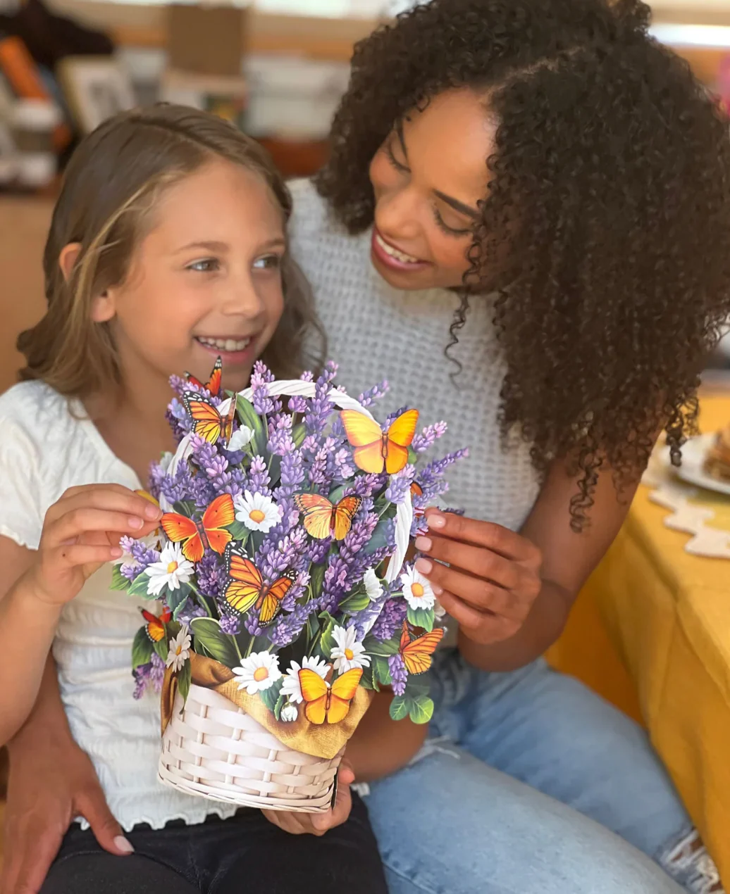 Fresh Cut Paper 3D Pop Up Flower Greeting Note Card – Lavender & Butterflies – 6" x 5" - Image 5