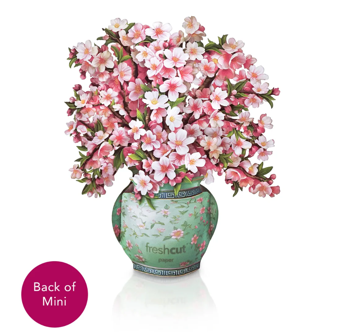 Fresh Cut Paper 3D Pop Up Flower Greeting Note Card – Mini Japanese Cherry Blossoms – 6" x 5" - Image 4
