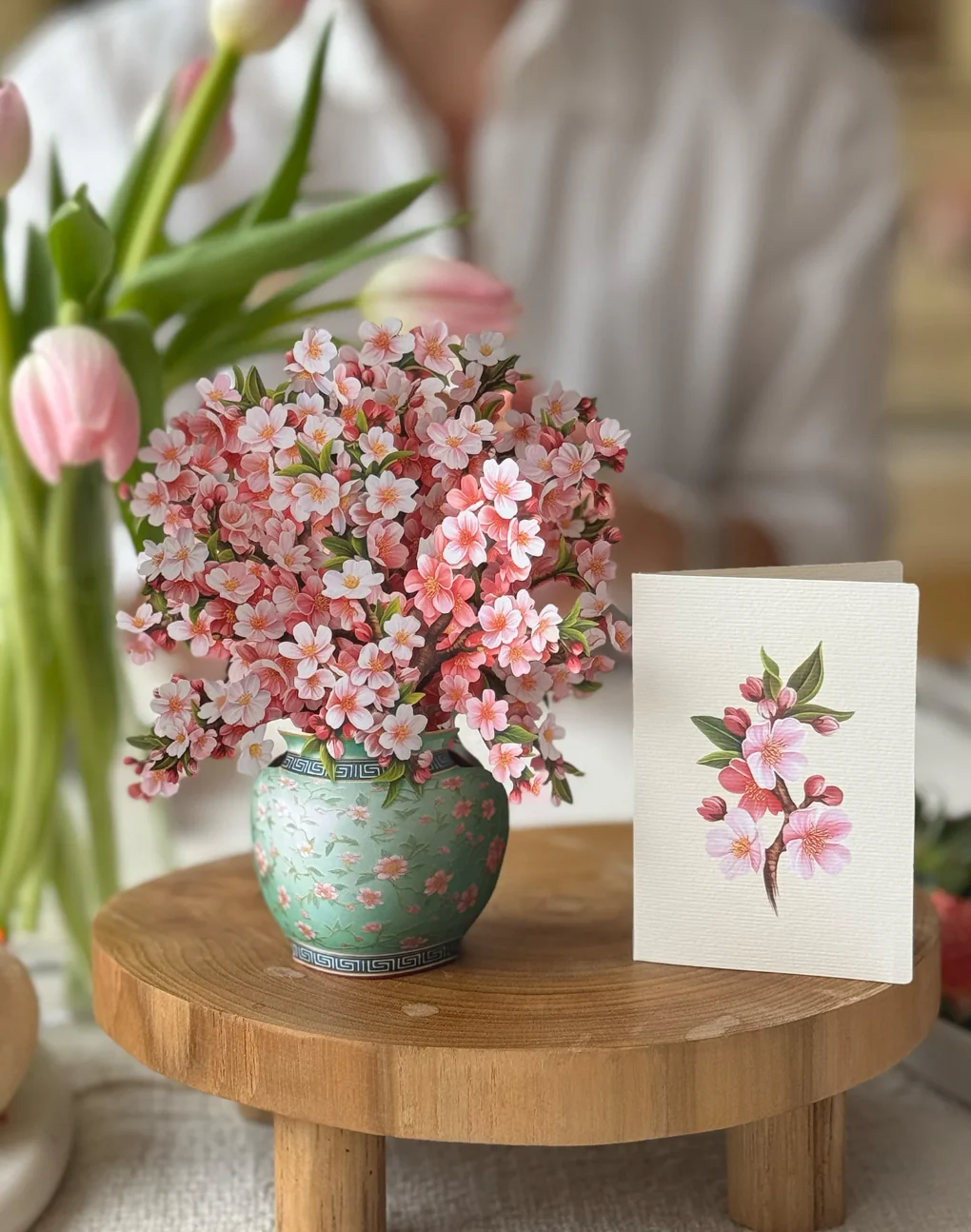 Fresh Cut Paper 3D Pop Up Flower Greeting Note Card – Mini Japanese Cherry Blossoms – 6" x 5" - Image 5