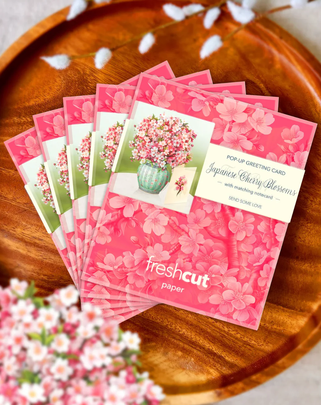 Fresh Cut Paper 3D Pop Up Flower Greeting Note Card – Mini Japanese Cherry Blossoms – 6" x 5" - Image 7