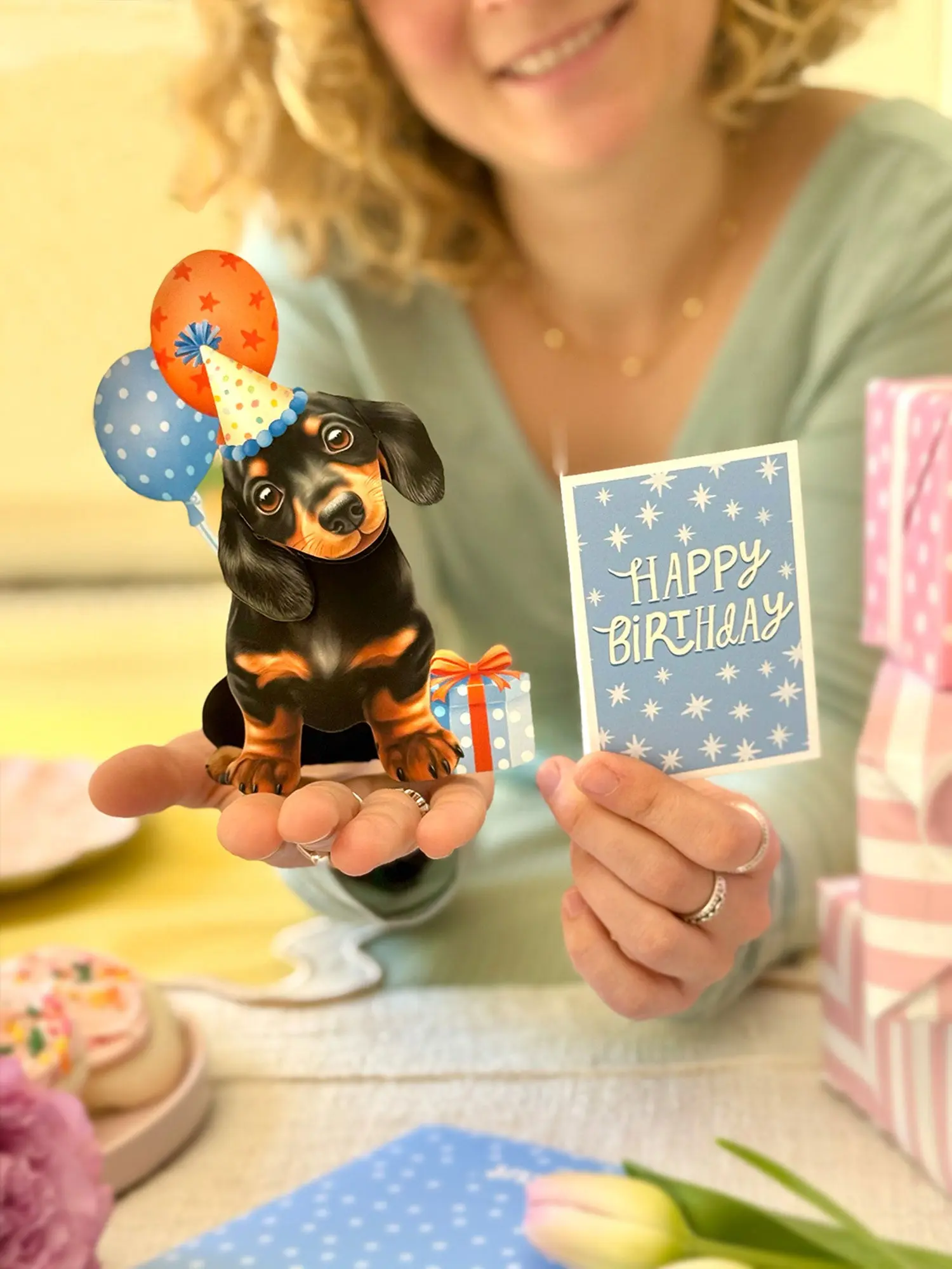 Fresh Cut Paper 3D Pop Up Greeting Note Card β Birthday Puppy β 5.5" x 4.5" - Image 4
