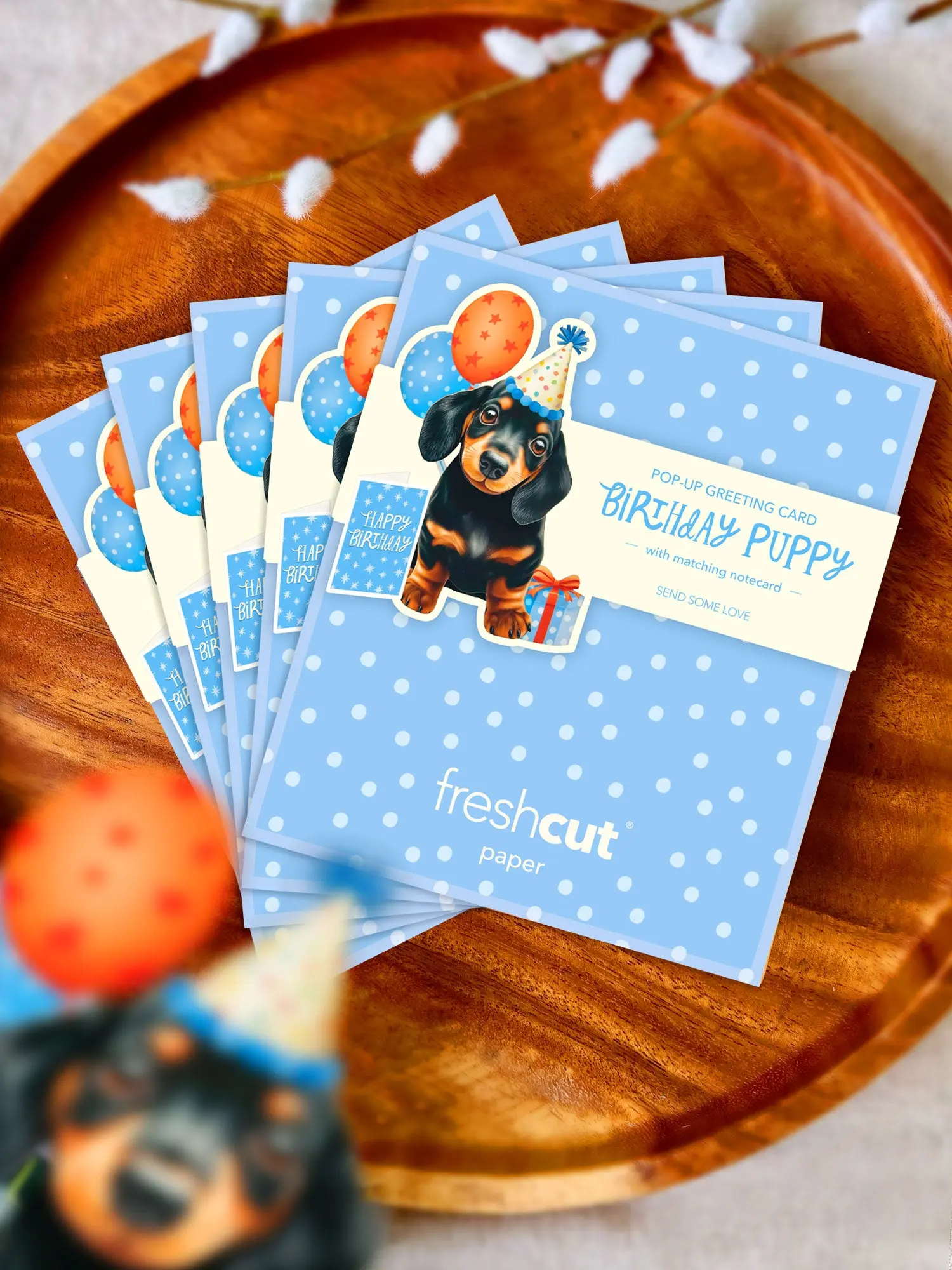 Fresh Cut Paper 3D Pop Up Greeting Note Card β Birthday Puppy β 5.5" x 4.5" - Image 5