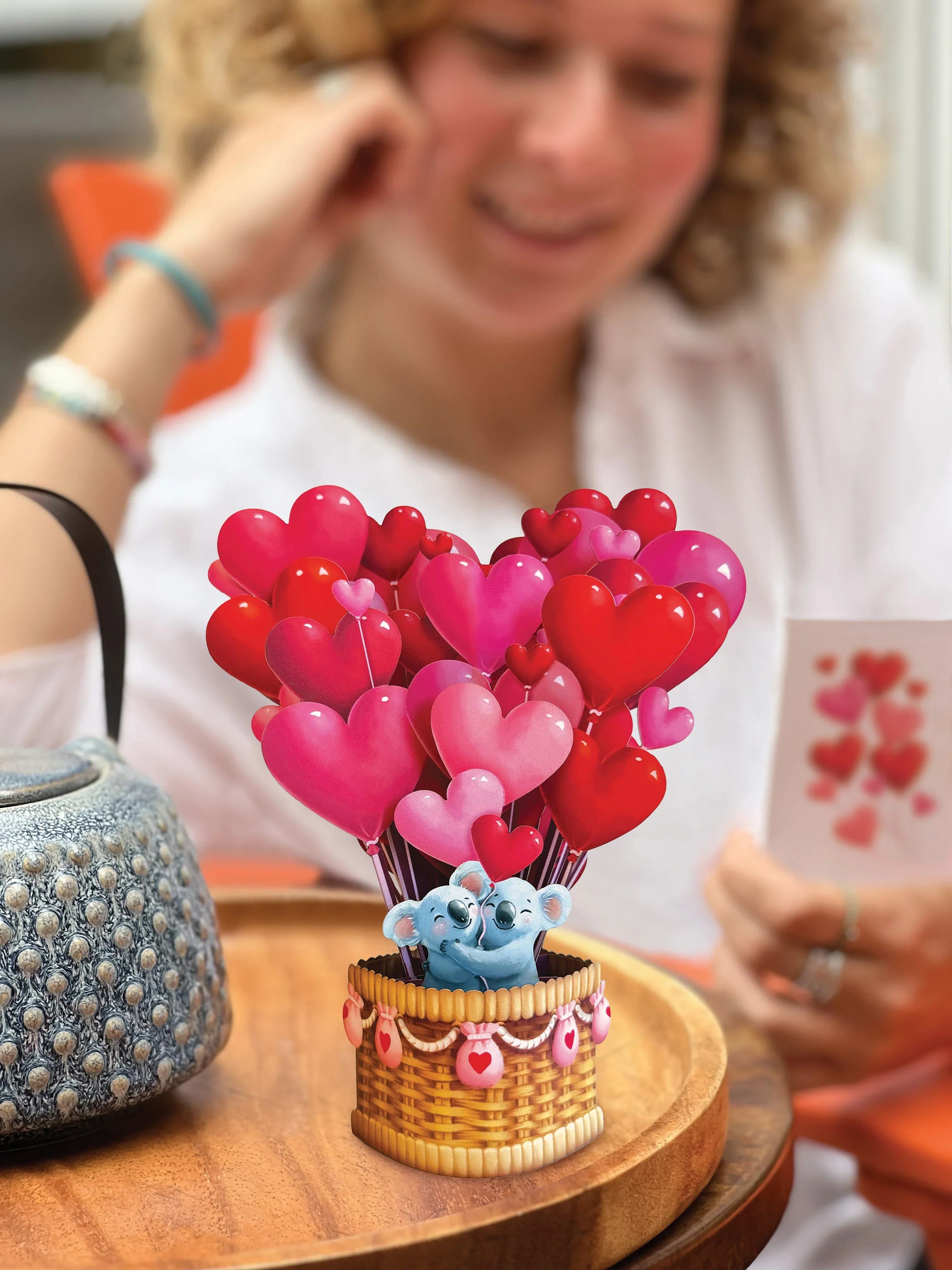 Fresh Cut Paper 3D Pop Up Greeting Note Card – Heart Balloons Koala – 6" x 5" - Image 5