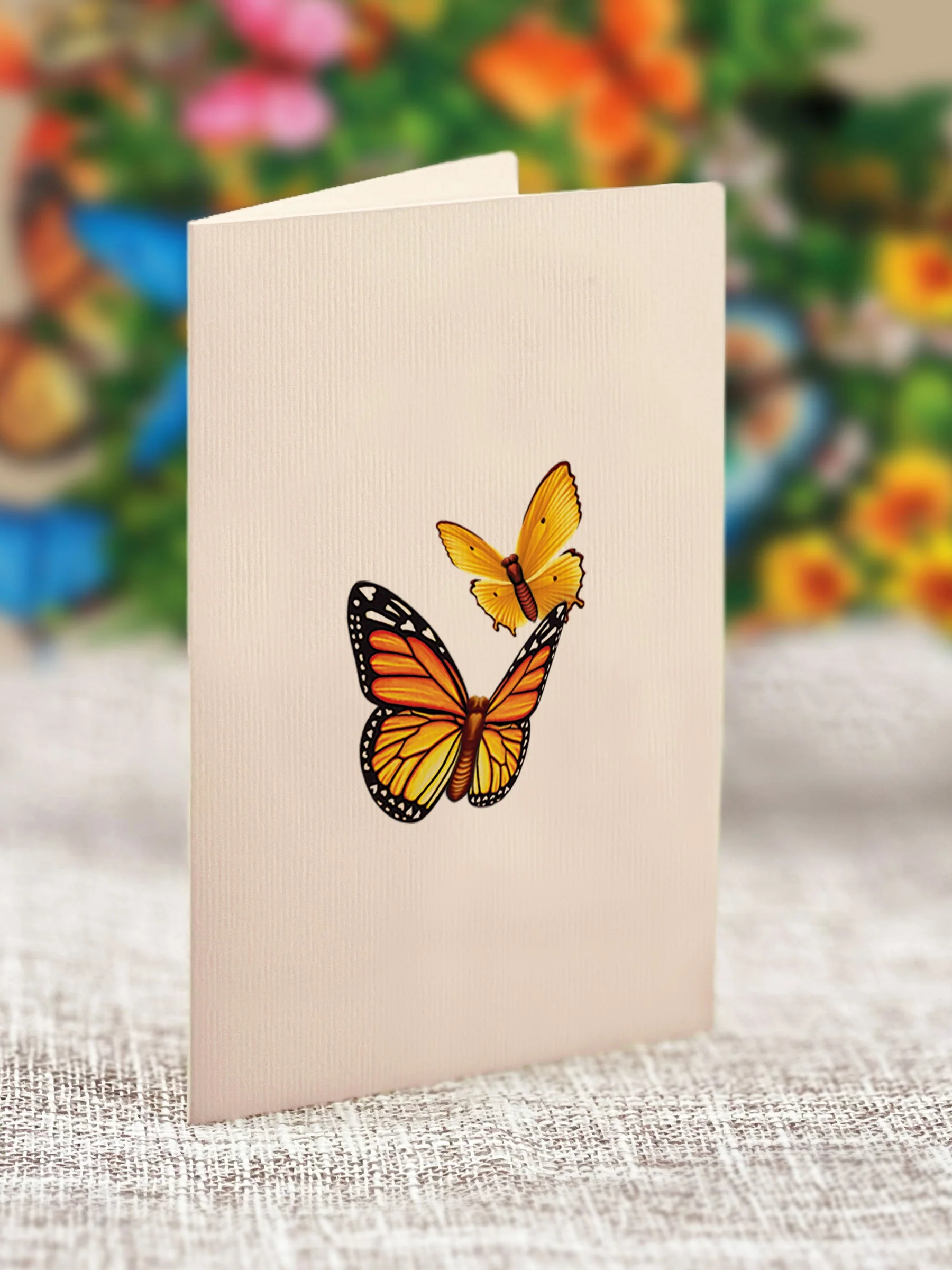 Fresh Cut Paper 3D Pop Up Flower Greeting Note Card – Butterflies & Buttercups – 6" x 5" - Image 3
