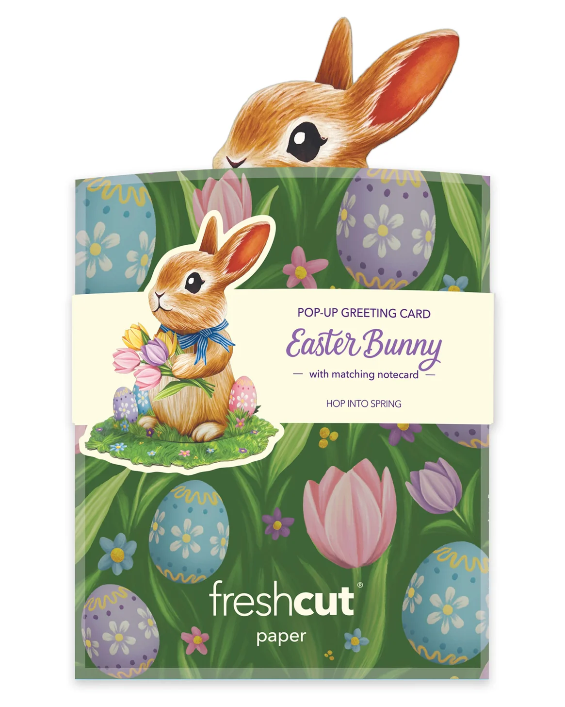Fresh Cut Paper Mini 3D Pop Up Greeting Note Card – Bunny – 6" x 5" - Image 2