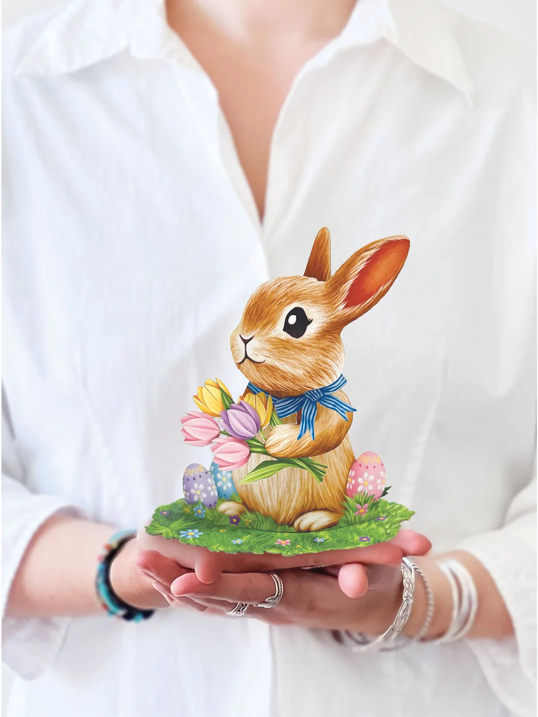 Fresh Cut Paper Mini 3D Pop Up Greeting Note Card – Bunny – 6" x 5" - Image 3