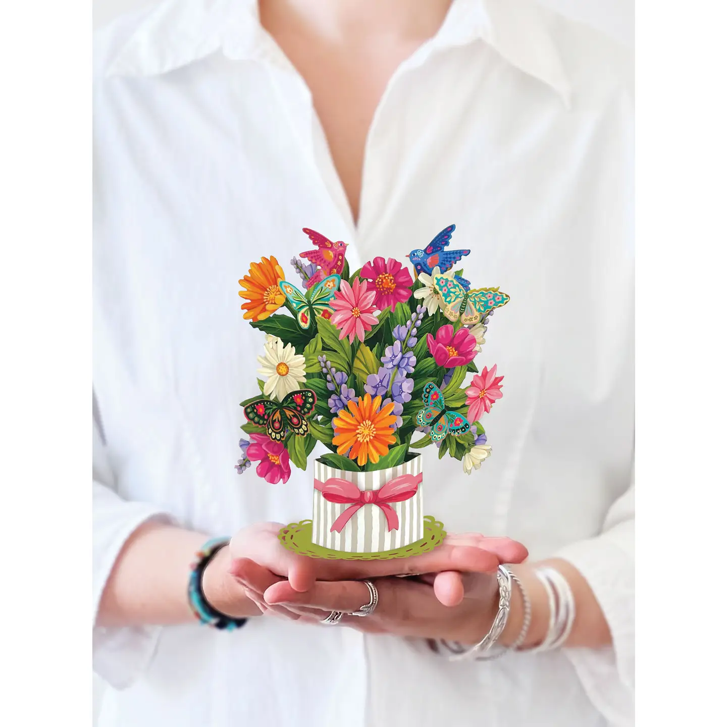 Fresh Cut Paper Mini 3D Pop Up Greeting Note Card β Enchanted Garden β 6" x 5" - Image 3
