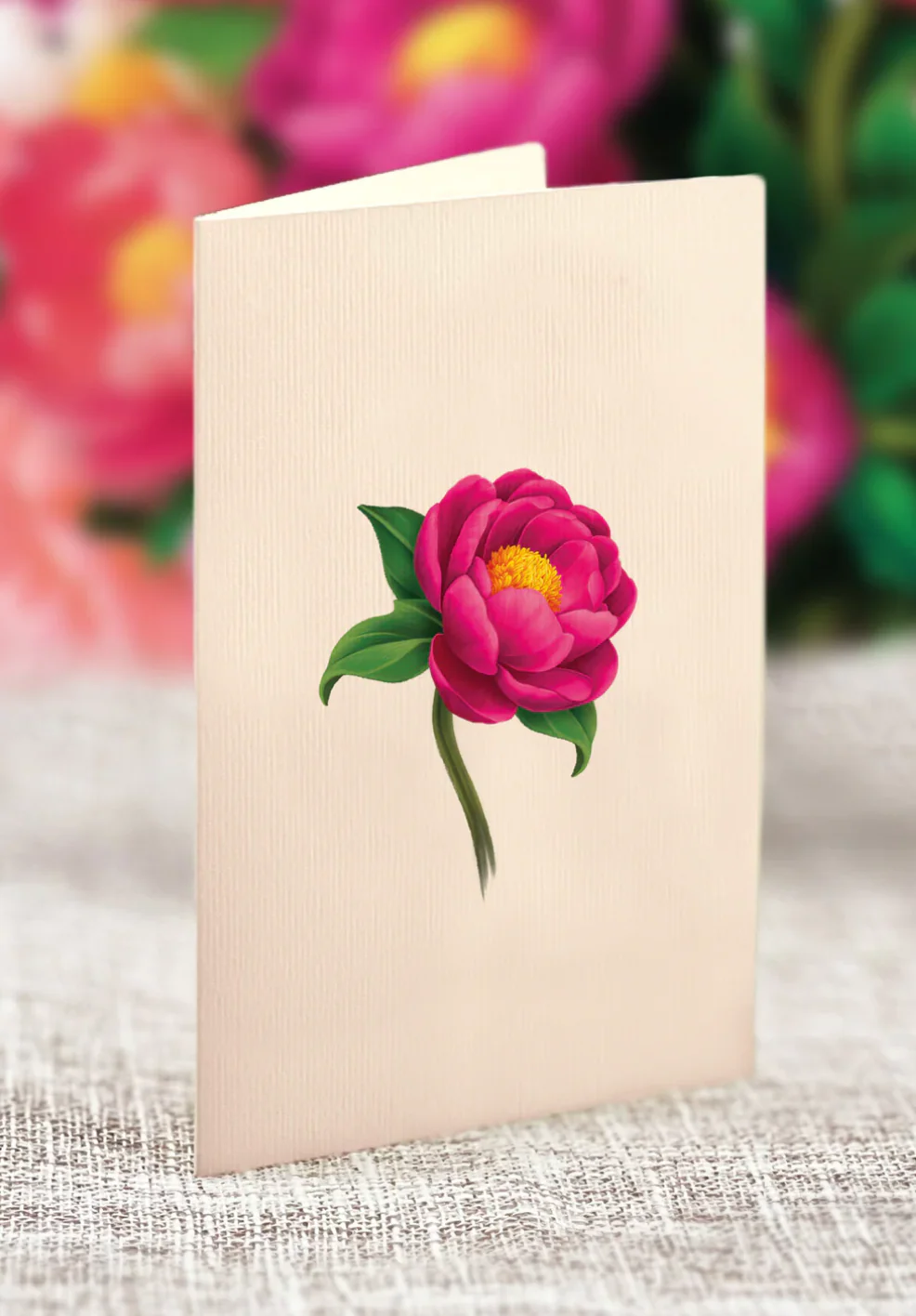 Fresh Cut Paper 3D Pop Up Flower Greeting Note Card – Peony Paradise – 6" x 5" - Image 3