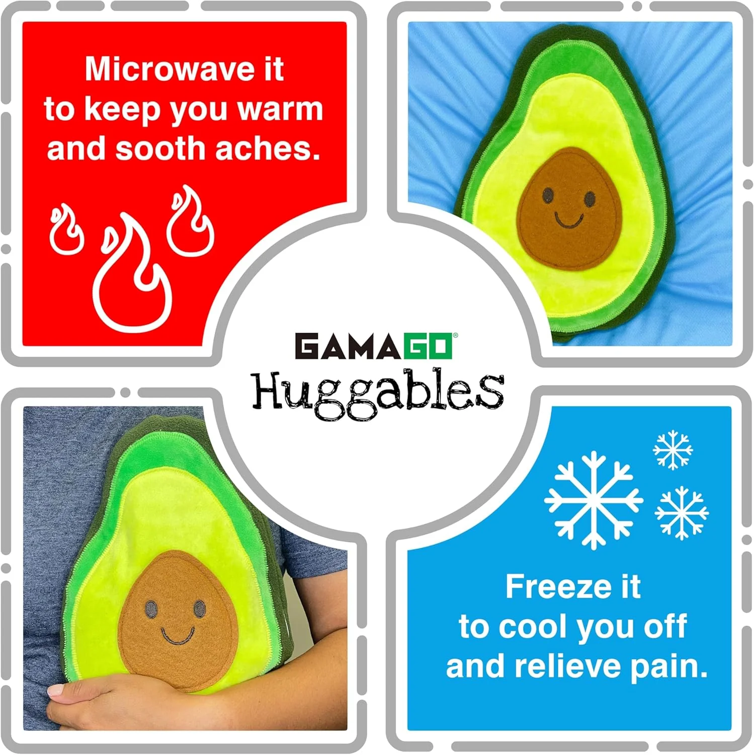 GAMAGO Microwavable Heating Pad & Huggable Pillow – Avocado - Image 5